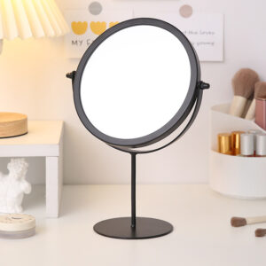 Desktop Makeup Mirror-round bottom high model-black