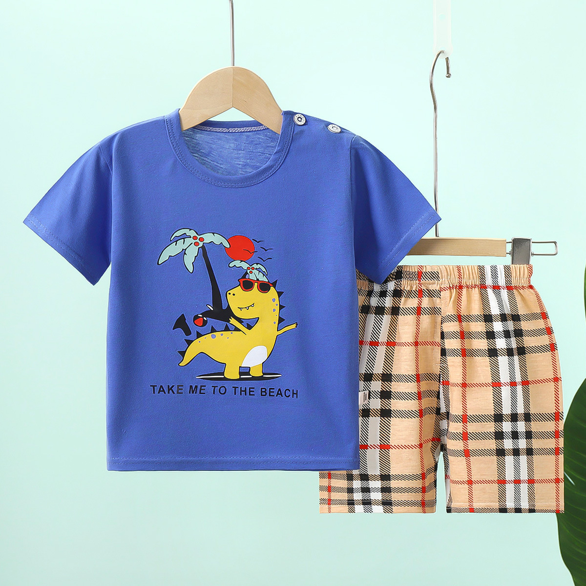 Short Sleeve Summer Clothes-Dinosaur tree