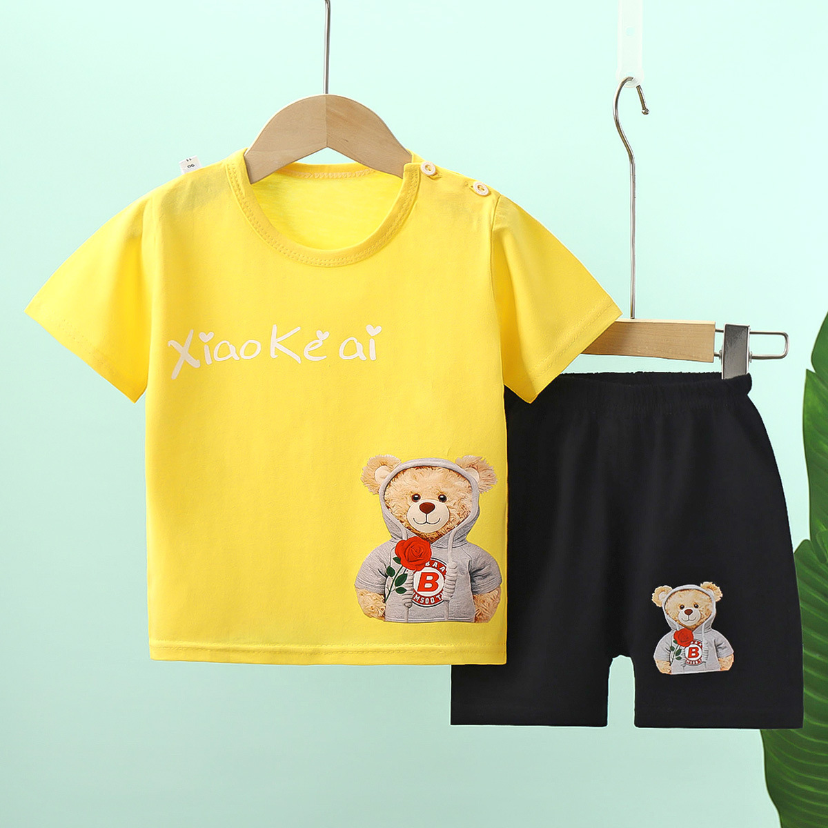 Short Sleeve Summer Clothes-yellow bear