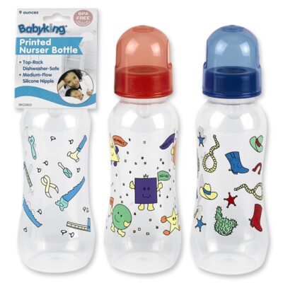 Babyking 9oz E-Z Grip Printed Nurser Bottle BPA Free-#BK22800