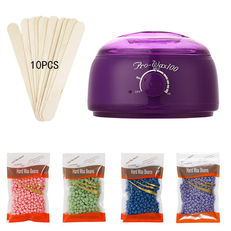 Wax Hair Removal Machine Set-1 machine 4 beans 10 sticks purple