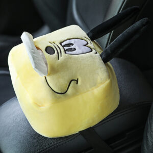 Car Cartoon Plush Tissue Box-Square-faced yellow dog-elastic style