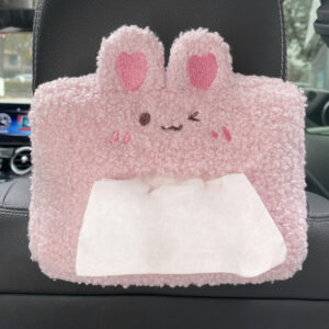 Car Cartoon Plush Tissue Box-Strawberry Rabbit Tissue Box-Elastic Type