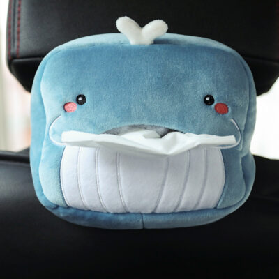 Car Cartoon Plush Tissue Box-Square Face Whale-Elastic Style