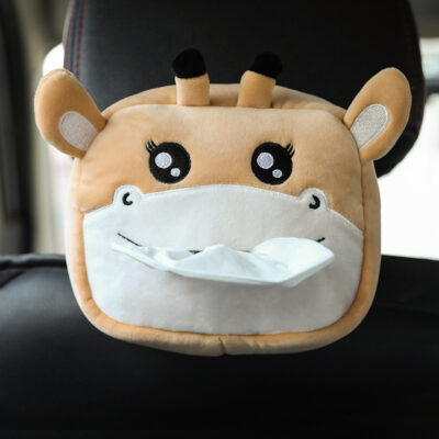 Car Cartoon Plush Tissue Box-Square face deer-elastic style