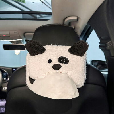 Car Cartoon Plush Tissue Box-Black and white ears puppy tissue box