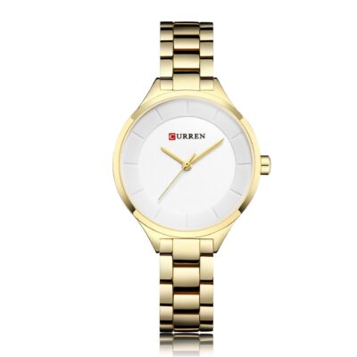 Women's Curren Watch-Gold Shell White