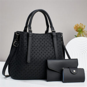 Woven Pattern Mother-and-child Bag-Black