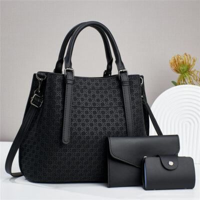 Woven Pattern Mother-and-child Bag-Black