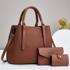 Woven Pattern Mother-and-child Bag-Brown