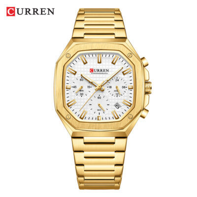 O1CN01hkw9Ya1Bs2yUm5qZj_!!0-0-cib Men's Curren Watch-Gold Shell White