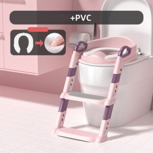 Children's Toilet Ladder-Step Pink + PVC Mat