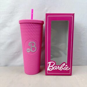 24oz 710ml Barbie Water Cup-White Diamond Rose Red