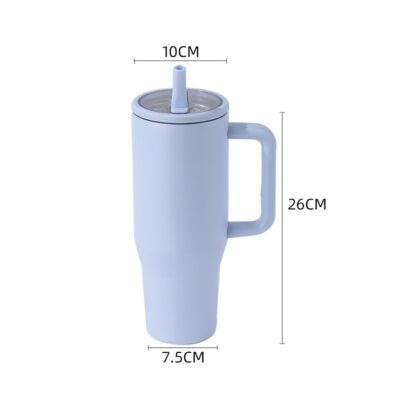 40oz Stainless Steel Ice Cup-Light blue--folding straw
