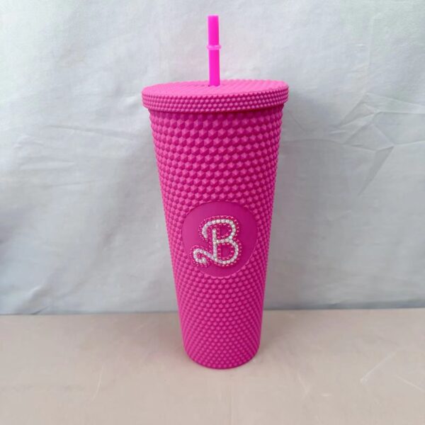 24oz 710ml Barbie Water Cup-Diamond Rose Red