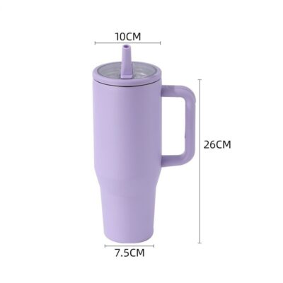 40oz Stainless Steel Ice Cup-Rose Purple--Folding Straw