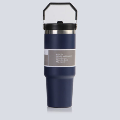 900ml Stainless Steel Thermos Cup-dark blue(single drinking lid)
