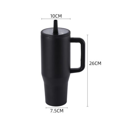 40oz Stainless Steel Ice Cup-Black--Folding Straw