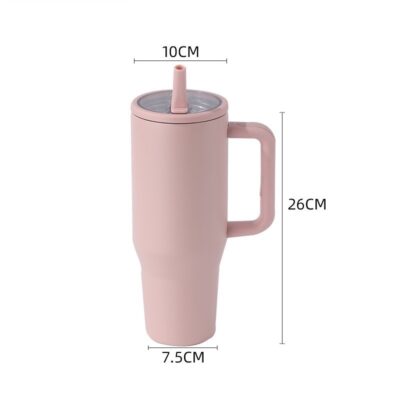 40oz Stainless Steel Ice Cup-Peach Pink - Folding Straw