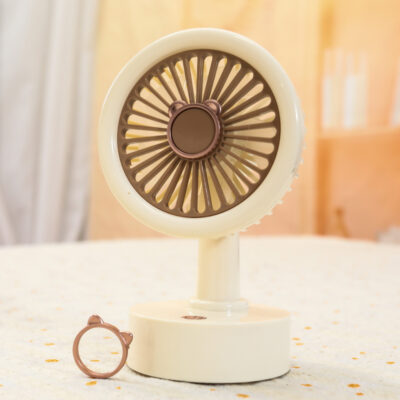 Mini Rechargeable Desktop Fan-Beige Bear