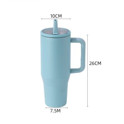 40oz Stainless Steel Ice Cup-Sky blue - foldable straw