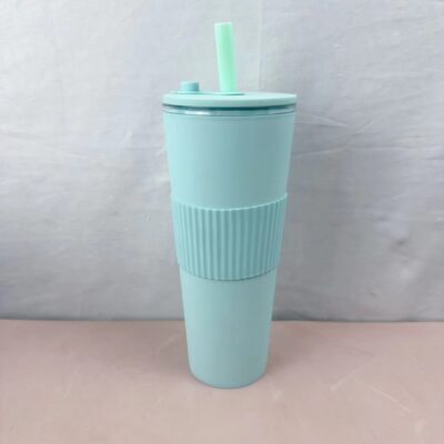 24oz 710ml Double-layer Plastic Milk Tea Cup-Light Green