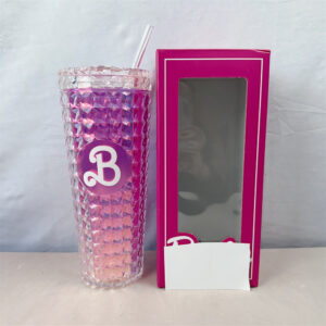 24oz 710ml Barbie Water Cup-Pink and white gradient B