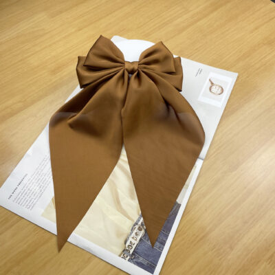 Big Bow Ribbon Hairpin-Brown