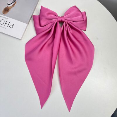 Big Bow Ribbon Hairpin-Lotus Pink