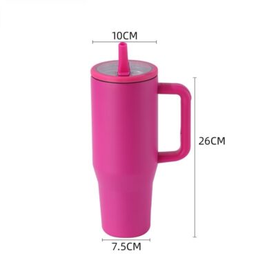 40oz Stainless Steel Ice Cup-Rose Red--Folding Straw