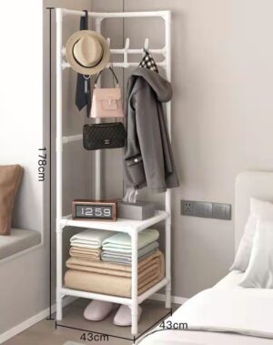 Multifunctional Clothes Hanger-Corner shelf upgraded two-layer white