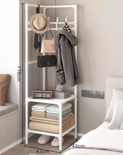 Multifunctional Clothes Hanger-Corner shelf upgraded two-layer white