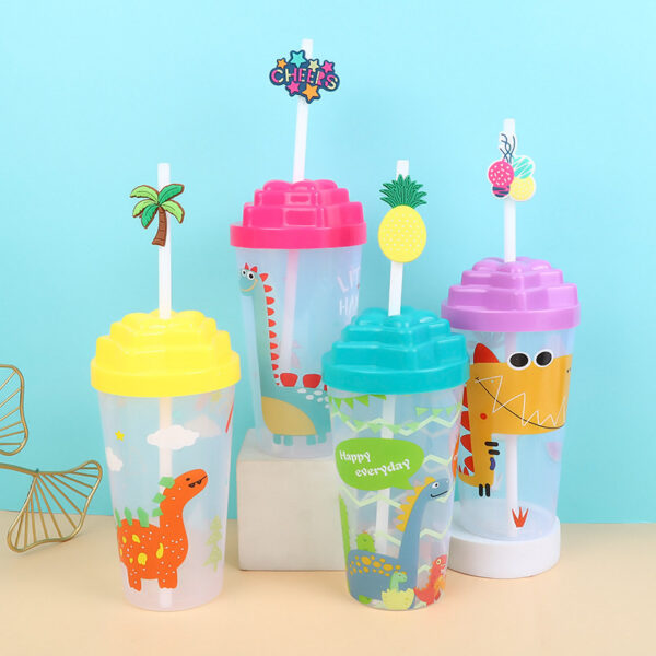400ml/600ml Printed Cartoon Straw Cup
