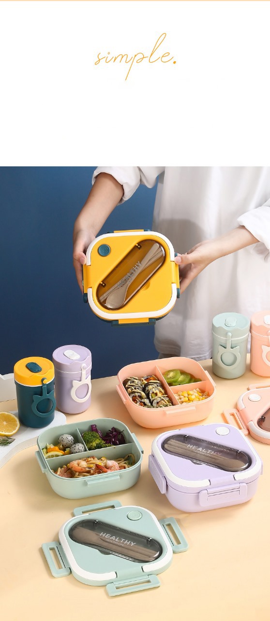 Japanese Square Lunch Box-1300ml milk apricot