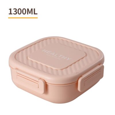 Japanese Square Lunch Box-1300ml soft pink