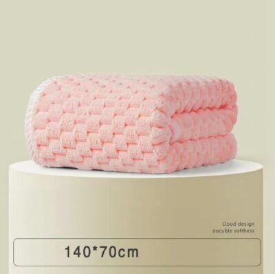 Cloud Grid Bath Towel-Coral Pink