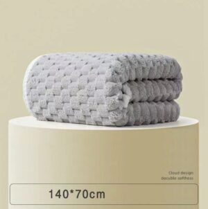 Cloud Grid Bath Towel-Light Grey