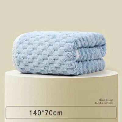 Cloud Grid Bath Towel-Sky Blue