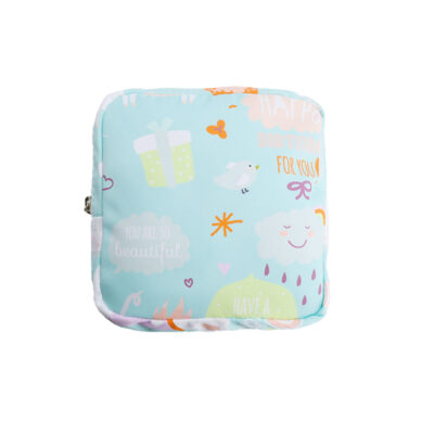 Sanitary Napkin Storage Bag-Green cat and mouse