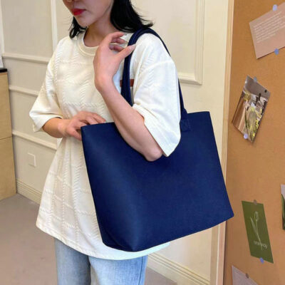 Shopping Felt Handbag-Dark blue; 47*32*15cm
