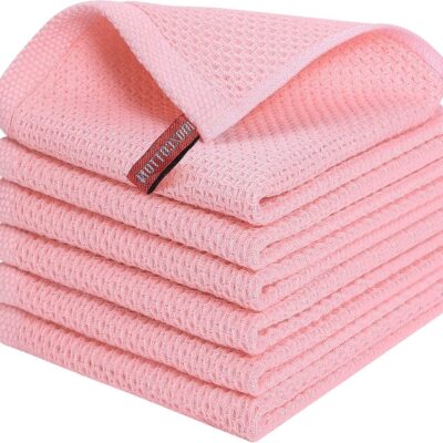 Pure Cotton Checkered Kitchen Towel-Light pink