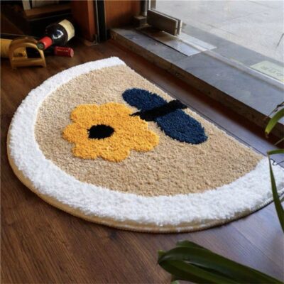 40*60cm Pastoral Style Floral Cashmere Carpet- Cute Sunflower 1 - Semicircle