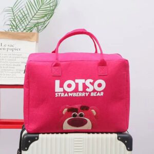 Printed Travel Bag-Rose red strawberry bear
