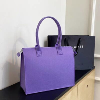 New Style Felt Handbag-Purple; 35*30*13cm