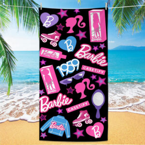 140*70cm Pink Cute Barbie Print Beach Towel-bt-49