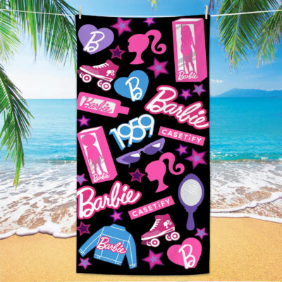 140*70cm Pink Cute Barbie Print Beach Towel-bt-49