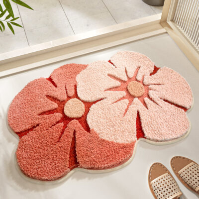 40*60cm Imitation Cashmere Floor Mat-Flower Shadow