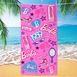 140*70cm Pink Cute Barbie Print Beach Towel-bt-39