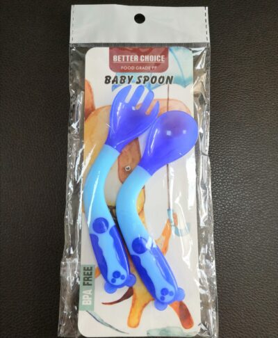 Baby Temperature Sensing Spoon-twist fork and spoon blue