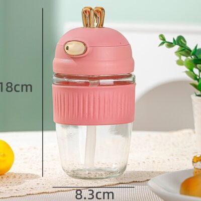 400ml Glass Water Cup-Pink